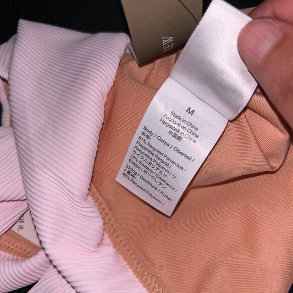 New J. Crew Pink Ribbed High Rise Cheeky Bikini Swim Bathing Suit Bottom Medium - Picture 8 of 9